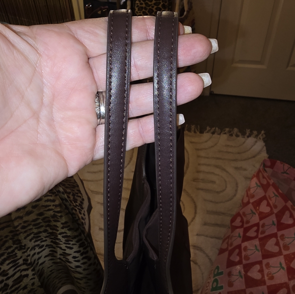 Tory Burch Dark Brown Nylon and Leather Logo Tote - Picture 10 of 10